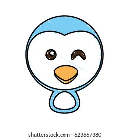 drawing penguin face animal