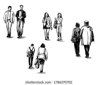 El dibujo de la gente está caminando 