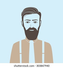 Drawing a person hipster style on a blue background