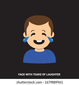 Drawing of a person laughing with tears. Avatar image.
