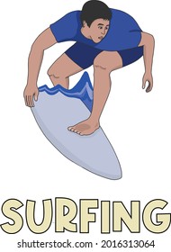 Drawing of a person practicing Surfing