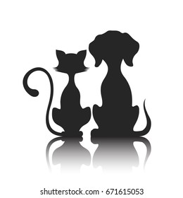 Drawing of pets monochrome illustration.