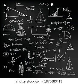 Zeichnen von Physik- und Chemie- und Mathematik-Formeln und -Symbolen auf Kreidepappe