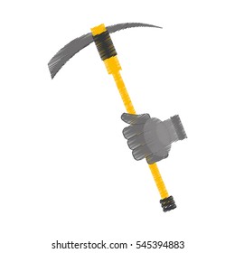drawing pickaxe tool mining extraction glove vector illustration eps 10