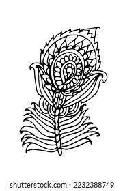 drawing picture beautiful patterned decorative coloring element flower, hand drawn digital vector illustration