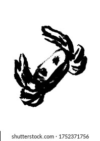 dibujo de un pequeño cangrejo aislado sobre un fondo blanco, esbozar ilustración vectorial gráfica a mano