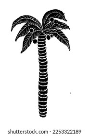 dibujo de imagen estilizada de palmera aislado en fondo blanco, boceto, ilustración vectorial digital dibujada a mano