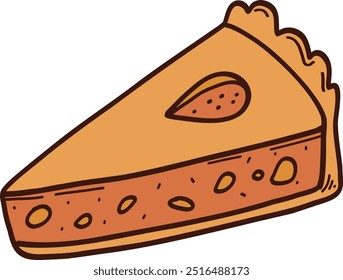 Drawing of a piece of cartoon pie, pastry, pretzel, dessert. Isolated vector illustration.