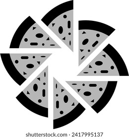 drawing piece pizza make circle in vector