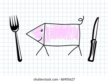 Drawing of pig