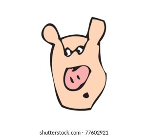 Drawing of a pig in glass