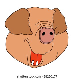 drawing pig on white background