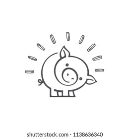Drawing Pig, Piggy Bank, Vector Image