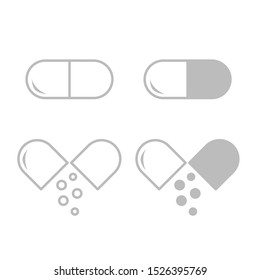 Drawing Pill Bottle icon set.Vector illustration.