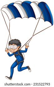 A drawing of a pilot with a parachute on a white background 