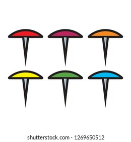 drawing pin color variations isolated on white background