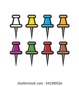 drawing pin color variations-vector drawing