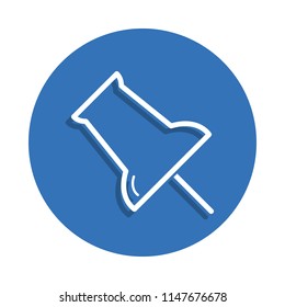 drawing pin icon. Element of education for mobile concept and web apps icon. Thin line icon with shadow in badge for website design and development, app development on white background