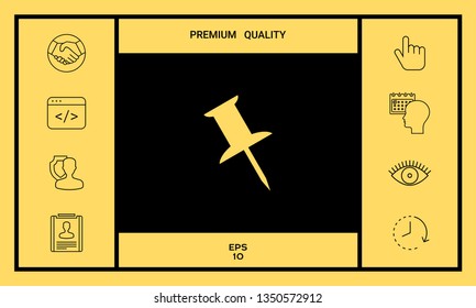 Drawing pin icon. Graphic elements for your design