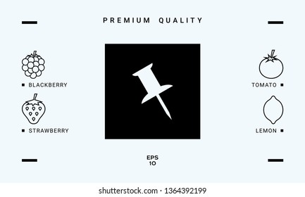 Drawing pin icon. Graphic elements for your design