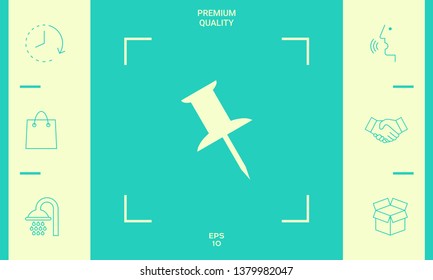 Drawing pin icon. Graphic elements for your design
