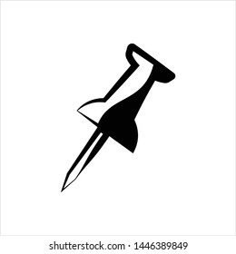 Drawing Pin Icon, Push Pin Vector Art Illustration