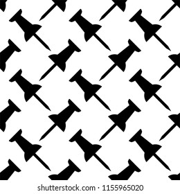 Drawing Pin Icon Seamless Pattern, Push Pin Seamless Pattern Vector Art Illustration