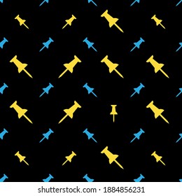 Drawing Pin Icon Seamless Pattern, Push Pin Seamless Pattern Vector Art Illustration