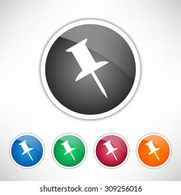 Drawing pin icon. Set of colored icons.