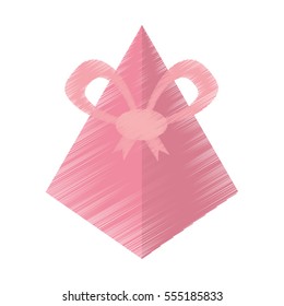drawing pink gift box pyramid bow vector illustration eps 10