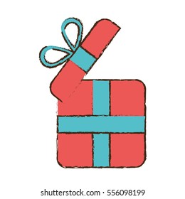 drawing pink gift box wrap ribbon vector illustration eps 10