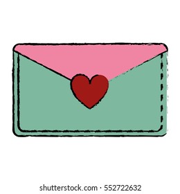 drawing pink and green email envelope message love