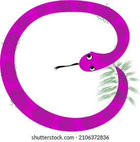 drawing of a pink snake on a white background