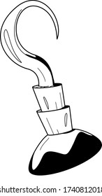 Drawing of a pirate hook-a prosthetic hand instead of a hand