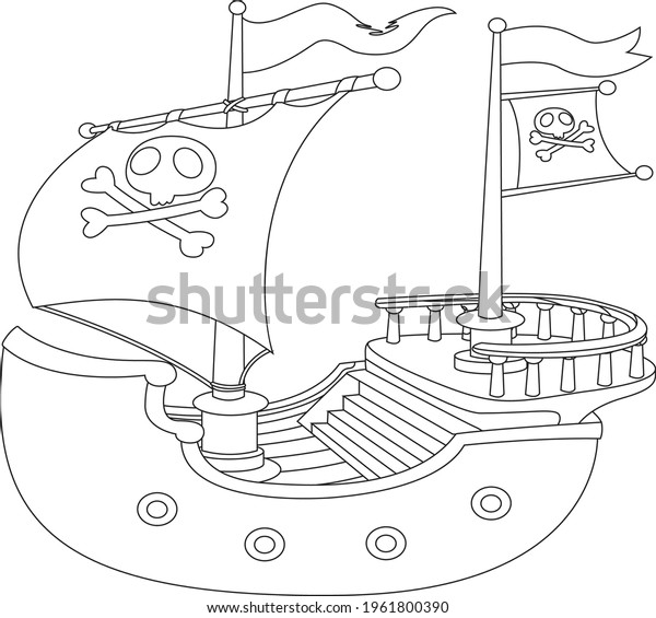 Drawing Pirate Ship Cartoon Vector Illustration Stock Vector (Royalty ...
