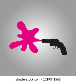 drawing of a pistol with bright spots