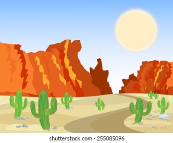 Drawing plane over the desert with cactus