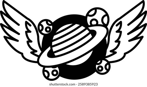 A drawing of a planet with a circle in the middle