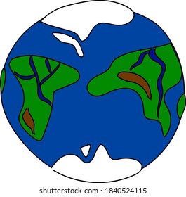 drawing planet earth girl on a white background