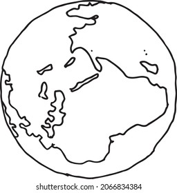 Drawing of the planet earth. Hand-drawn on a white background. 