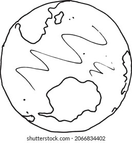 Drawing of the planet earth. Hand-drawn on a white background. 