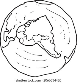 Drawing of the planet earth. Hand-drawn on a white background. 