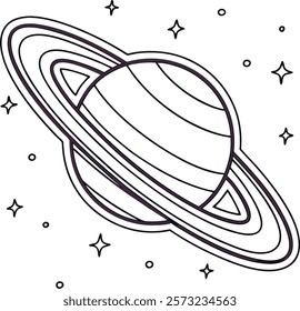 A drawing of a planet with a star drawn on it