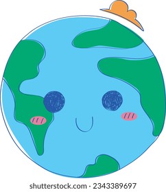Carácter lindo del perro de la tierra. Imagen de vector del mundo feliz.
