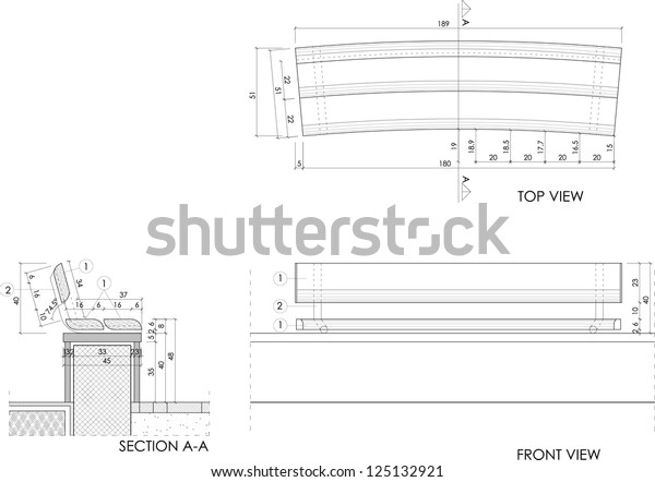 Drawing Plans Park Bench Stock Vector Royalty Free 125132921