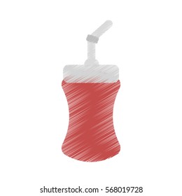 drawing plastic cup soda straw cinema vector illustration eps 10