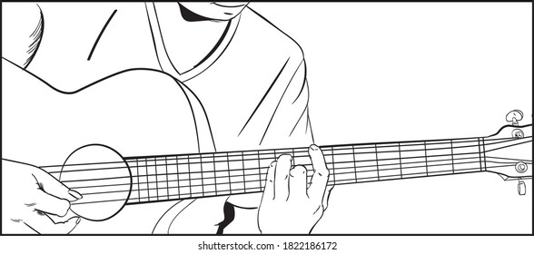 drawing play guitar vector outline