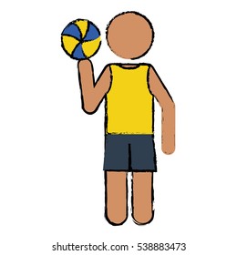 drawing player volleyball yellow tshirt