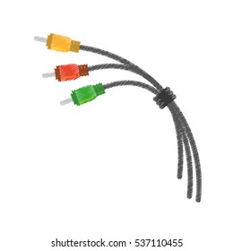 drawing plug wire cable different colors vector illustration eps 10