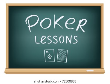Drawing poker lessons by a chalk on the classroom blackboard